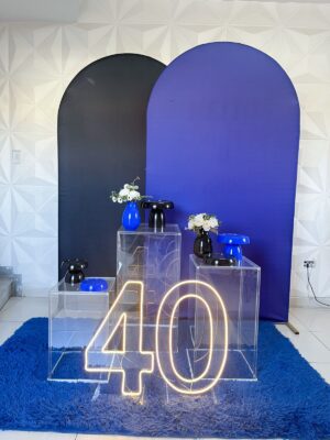 Preto e Azul Números Led