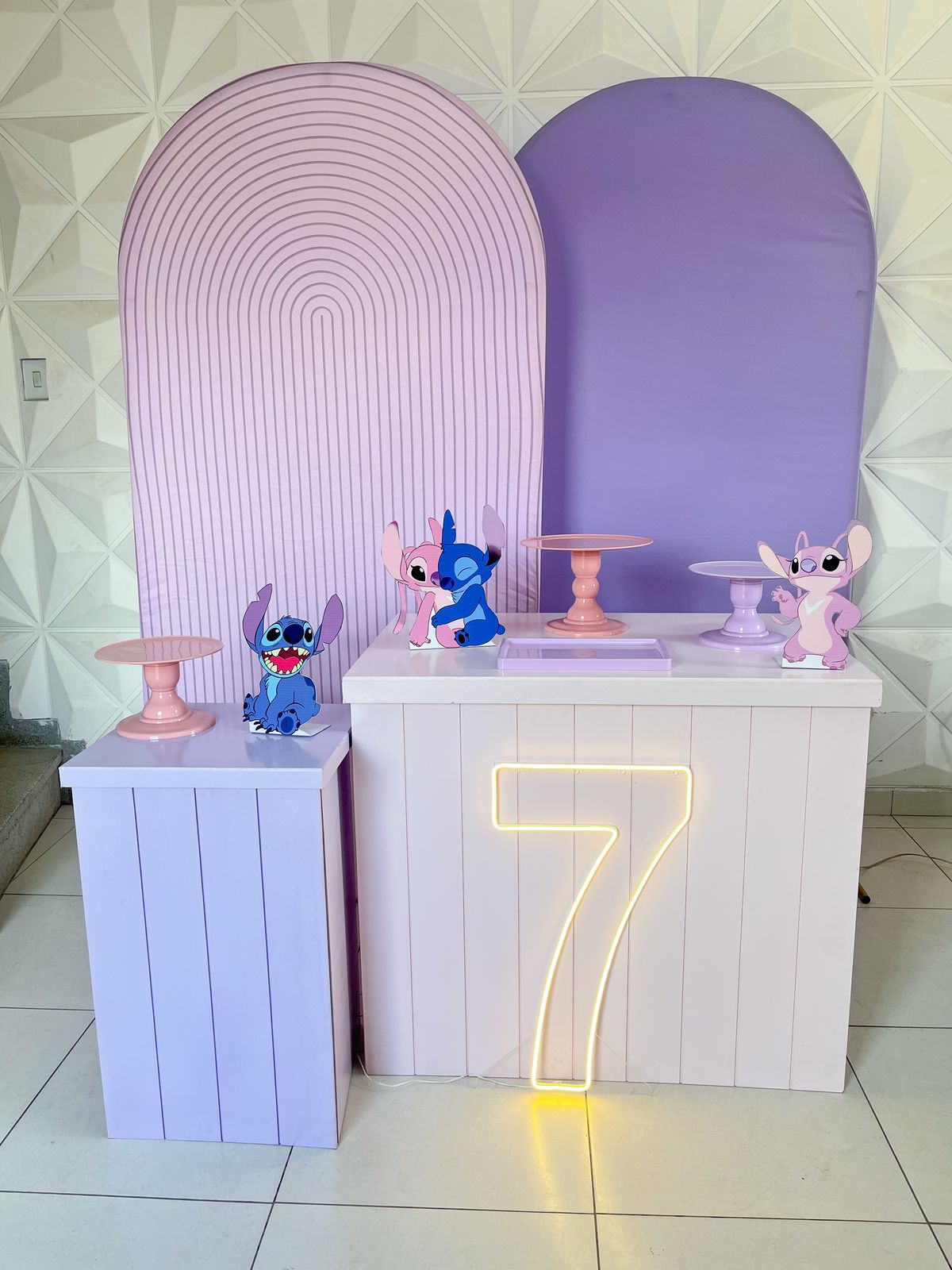 Stitch Rosa Painel Duplo Led